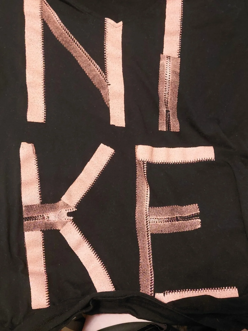 Nike Black Short-Sleeve Tee with Pink Lettering